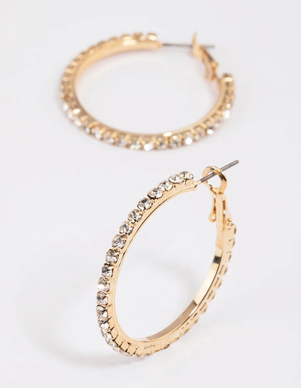 Gold Mixed Size Diamante Hoop Earrings - Image 3