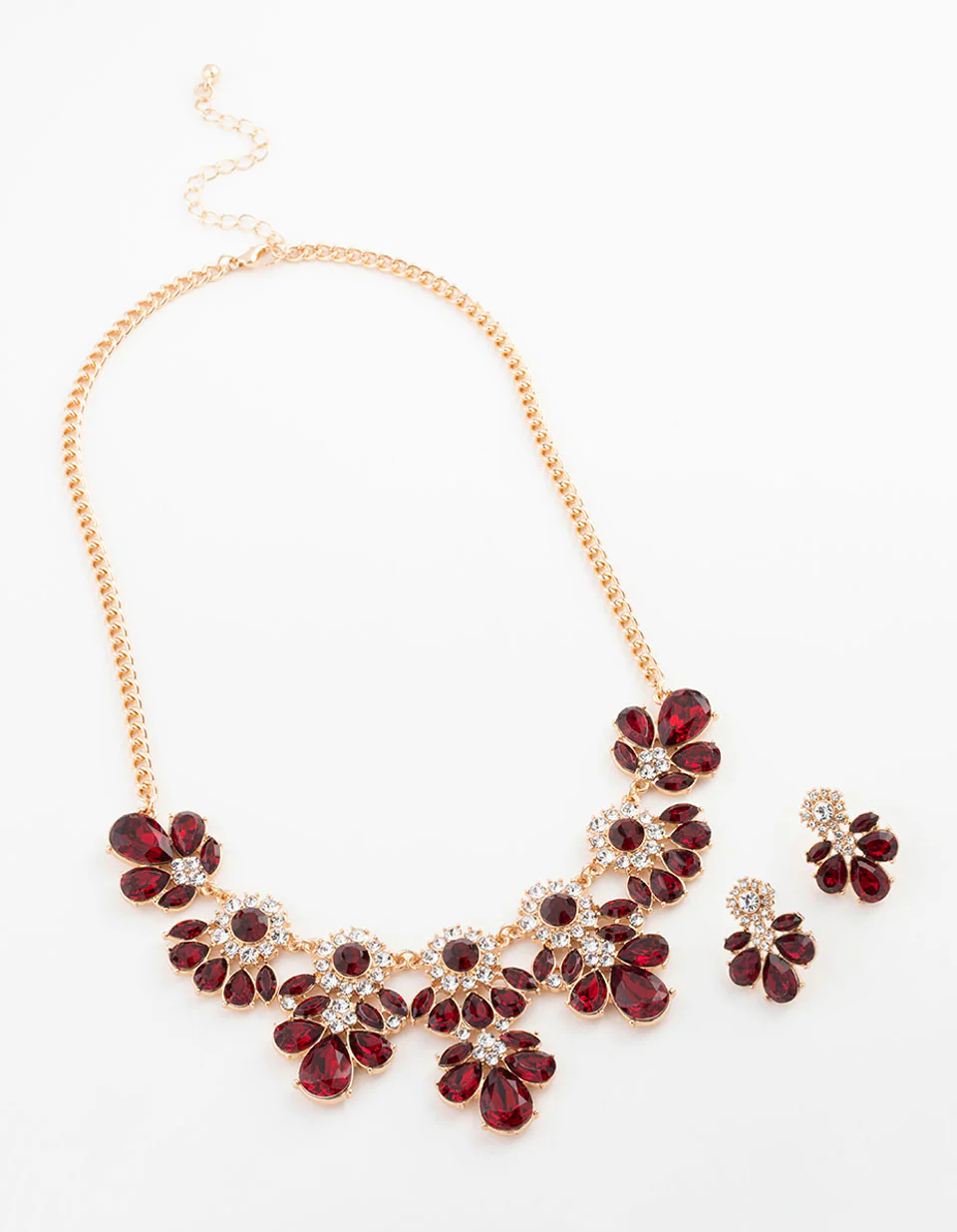 Gold Mixed Stone Detail Earring & Necklace Set - Image 2