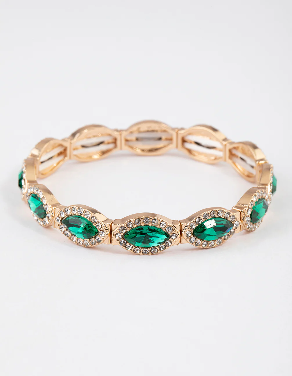 Gold Marquise & Diamante Rubber Stretch Bracelet - Image 2