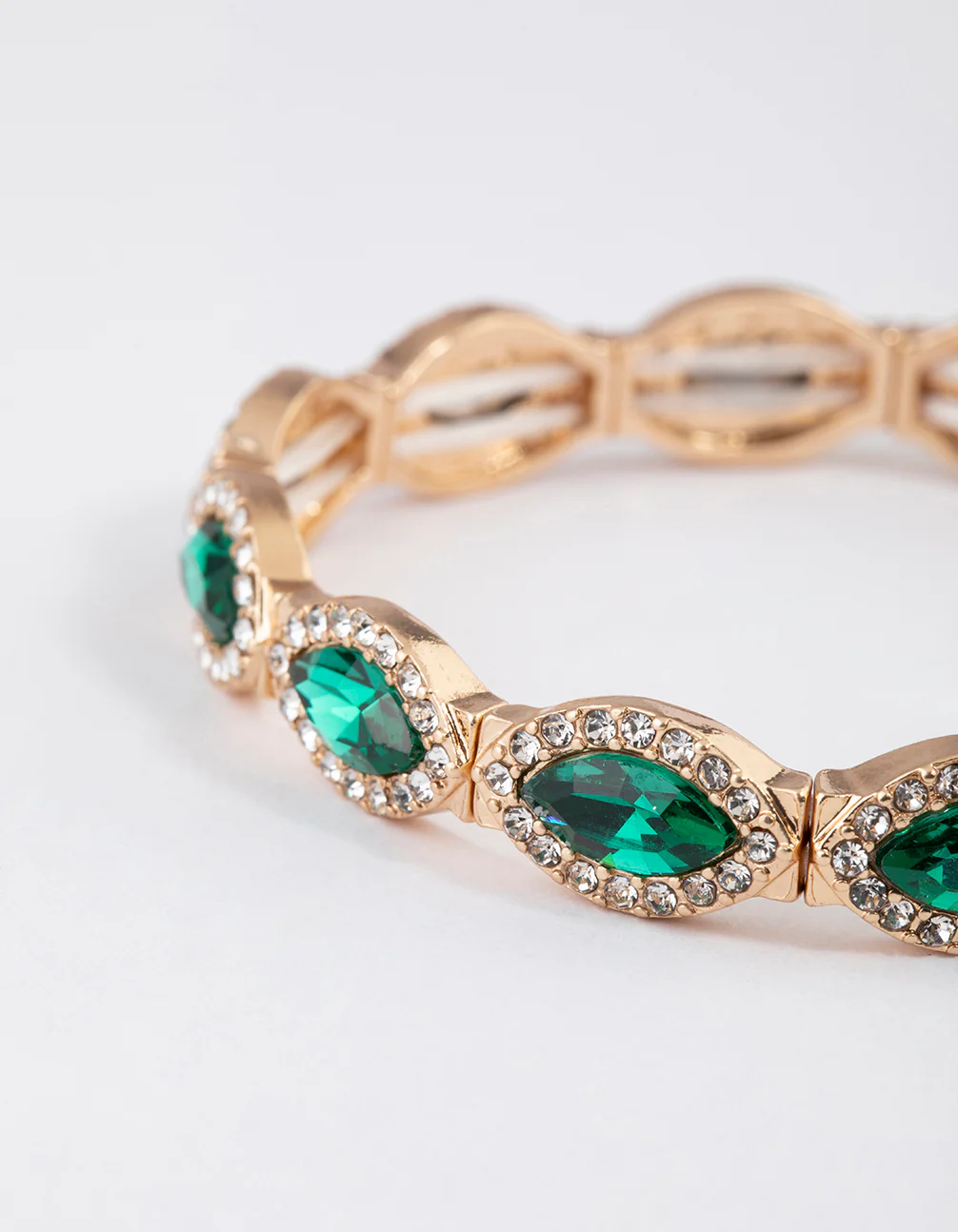 Gold Marquise & Diamante Rubber Stretch Bracelet - Image 3