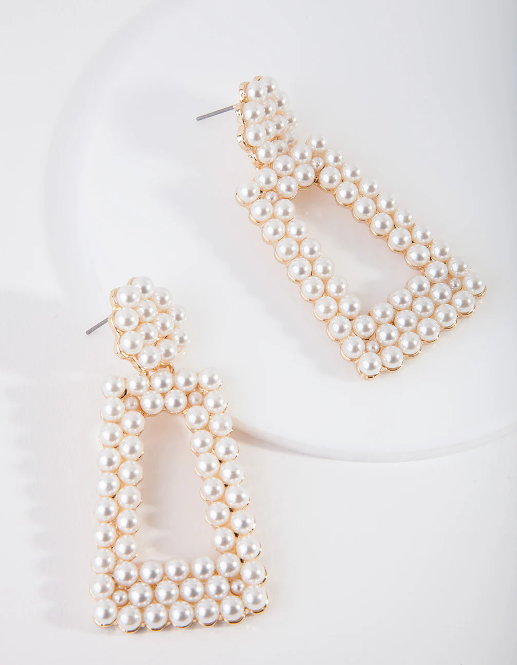 Gold Pearl Trapeze Drop Earring - Image 2