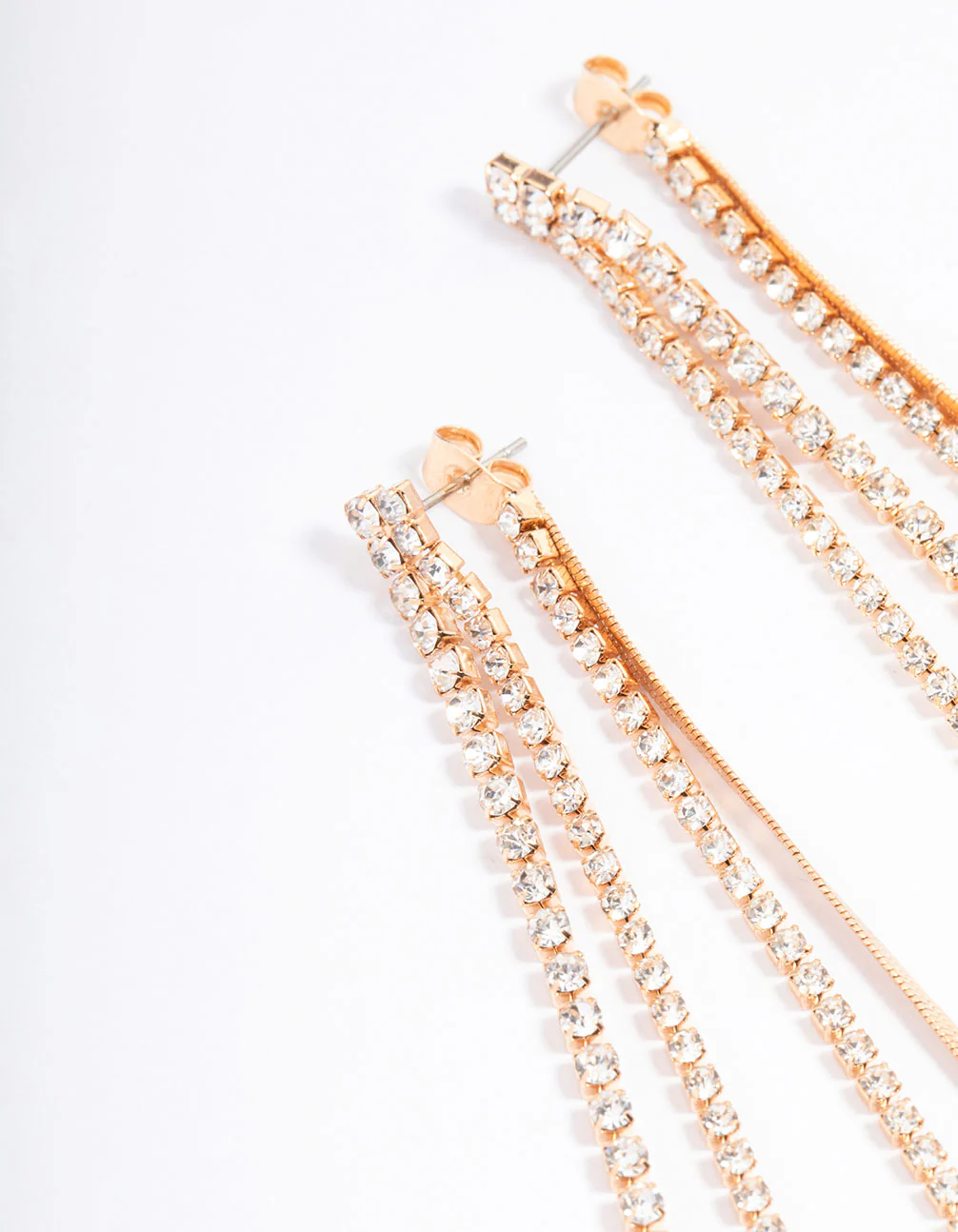 Gold Slim Mixed Chain Earrings - Image 2
