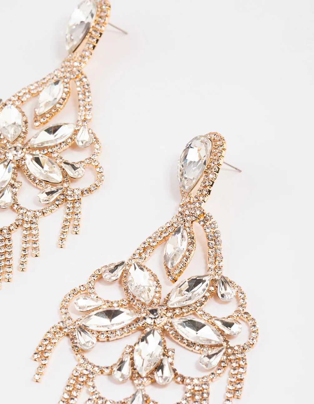 Gold Statement Glam Drop Earrings - Image 2