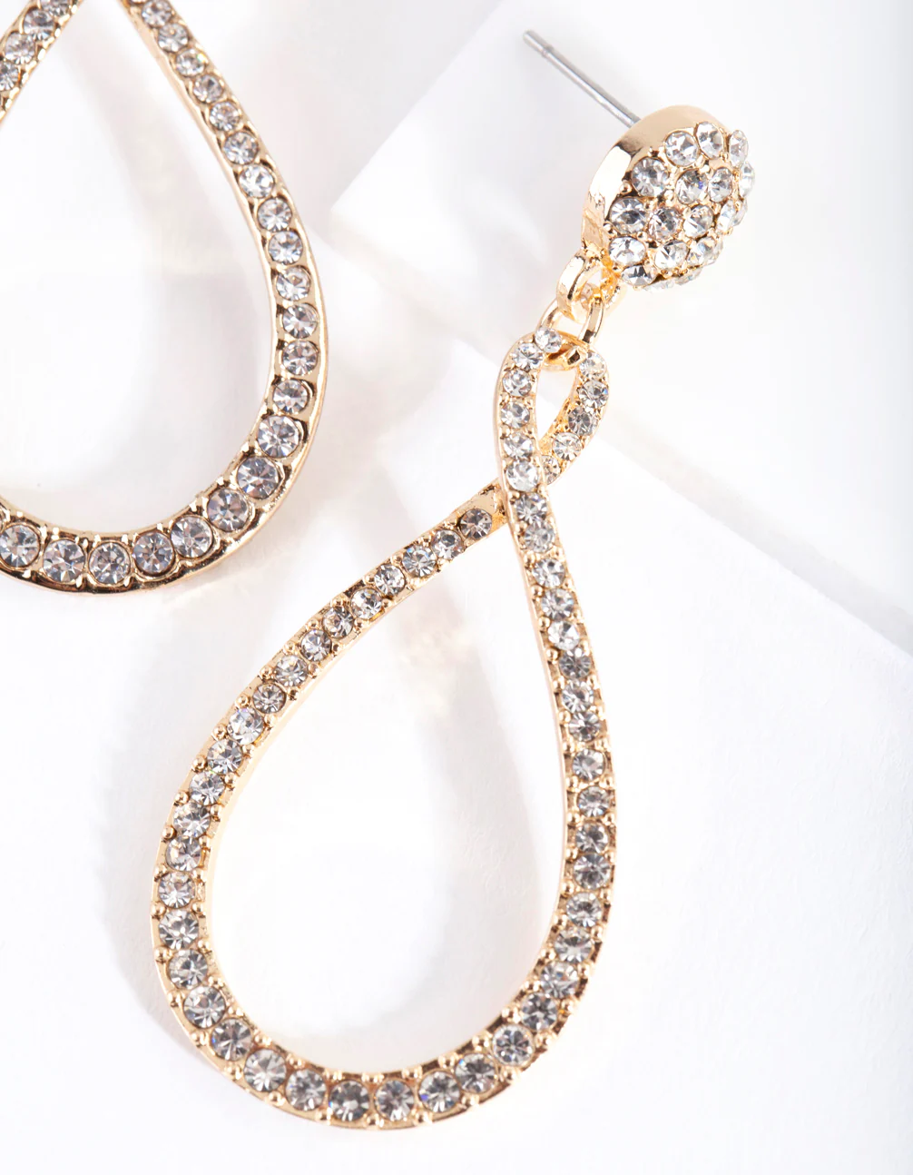 Gold Twist Drop Earrings - Image 2