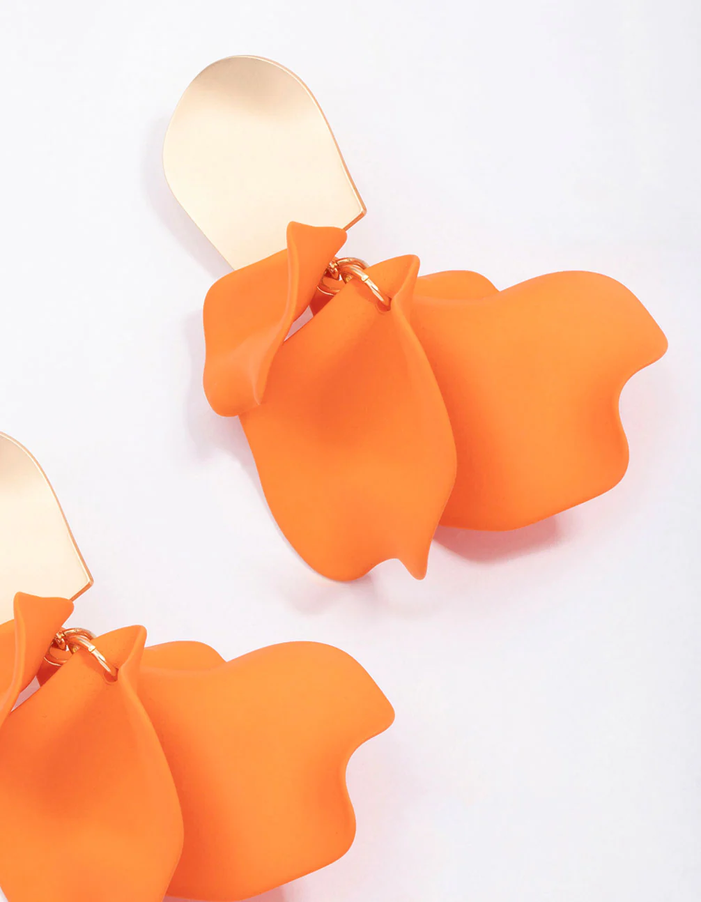 Orange Petal Drop Earrings - Image 3