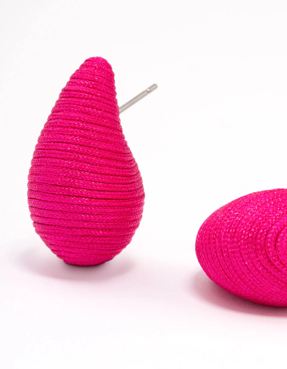 Pink Fabric Mini Teardrop Earrings - Image 2