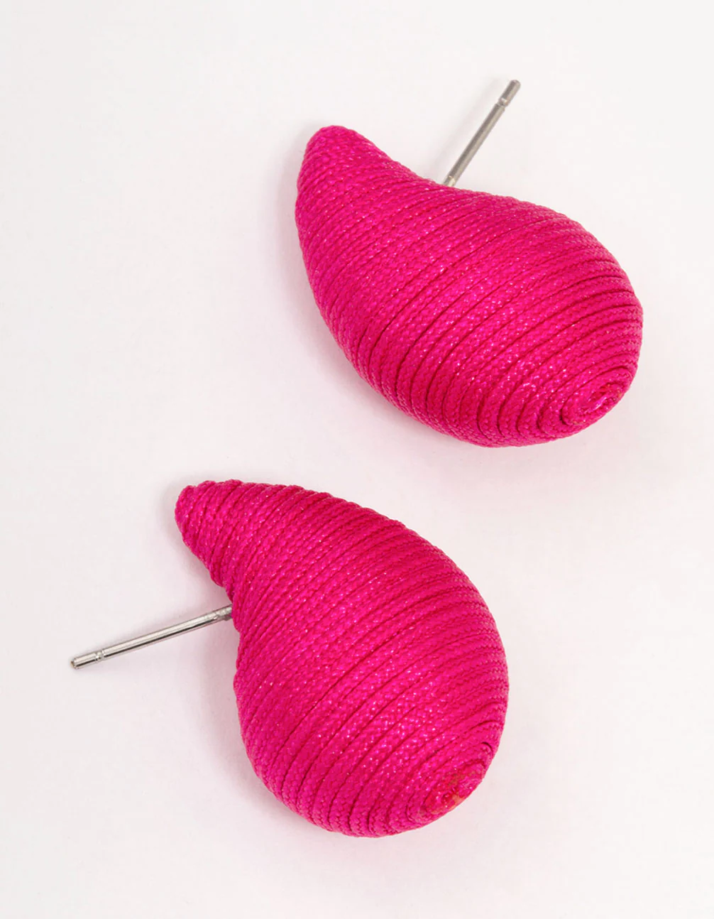 Pink Fabric Mini Teardrop Earrings - Image 3