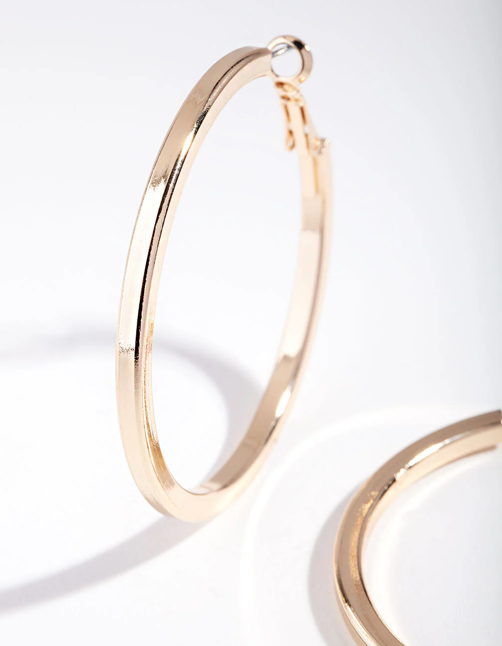 Gold Square Edge Hoop Earrings - Image 2