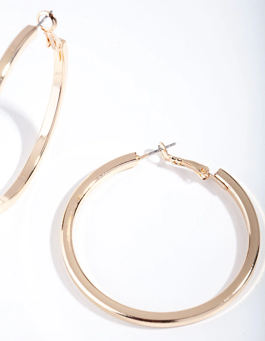 Gold Square Edge Hoop Earrings - Image 3