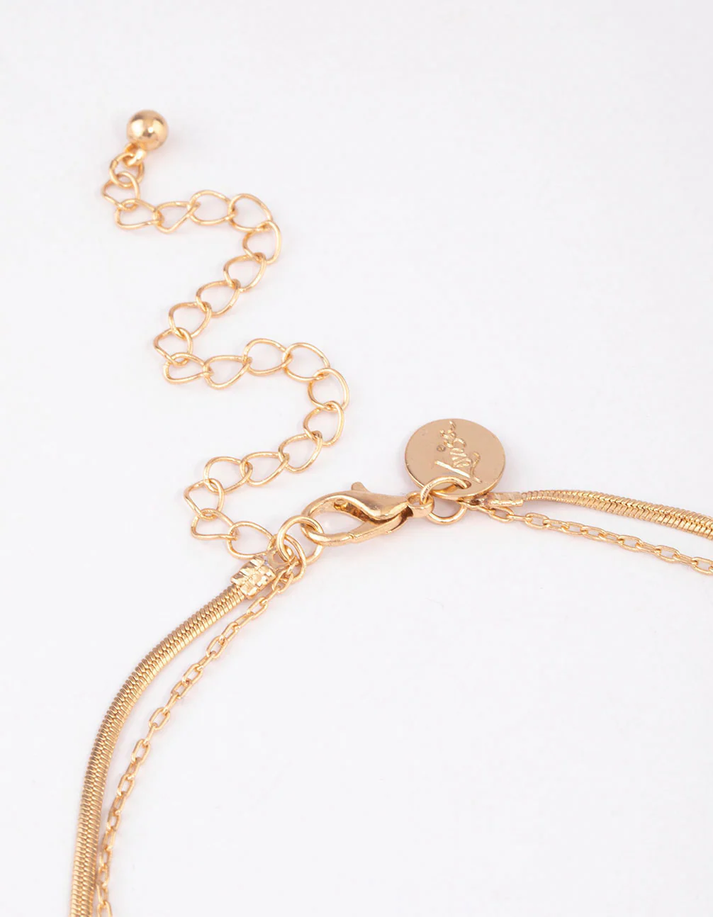 Gold Layered Chain Pearly Flower Necklace - Image 3