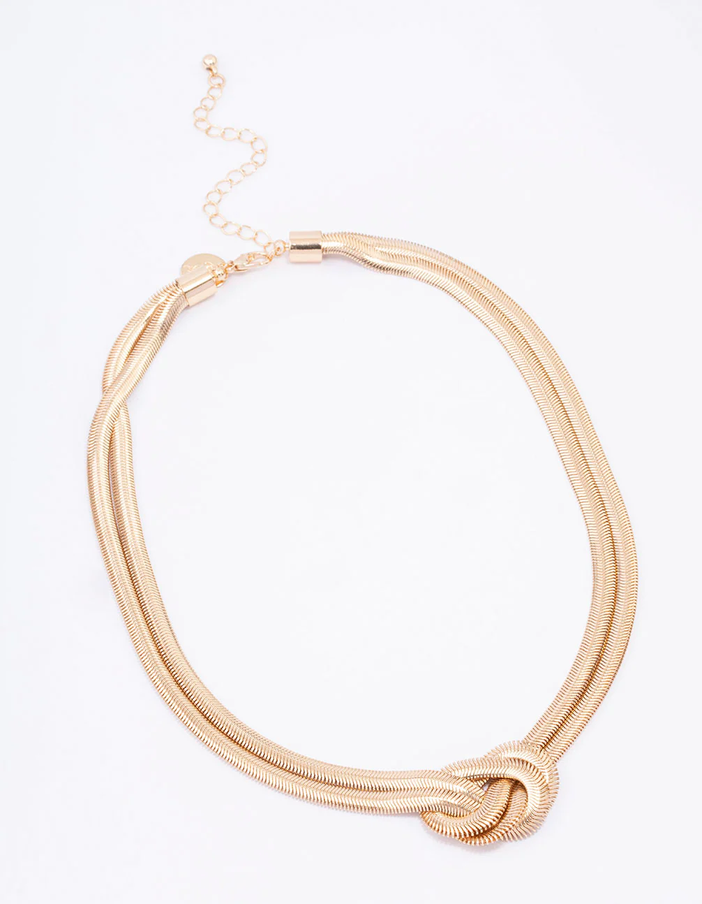 Gold Double Row Snake Chain Knotted Necklace - Image 2