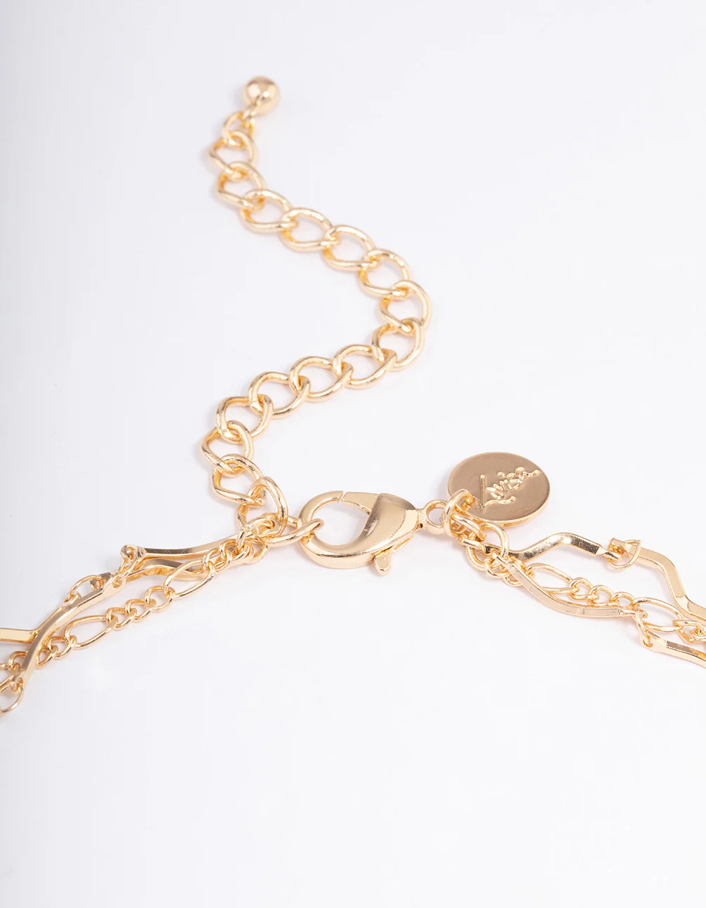 Gold Triple Layered Wave Chain Necklace - Image 3
