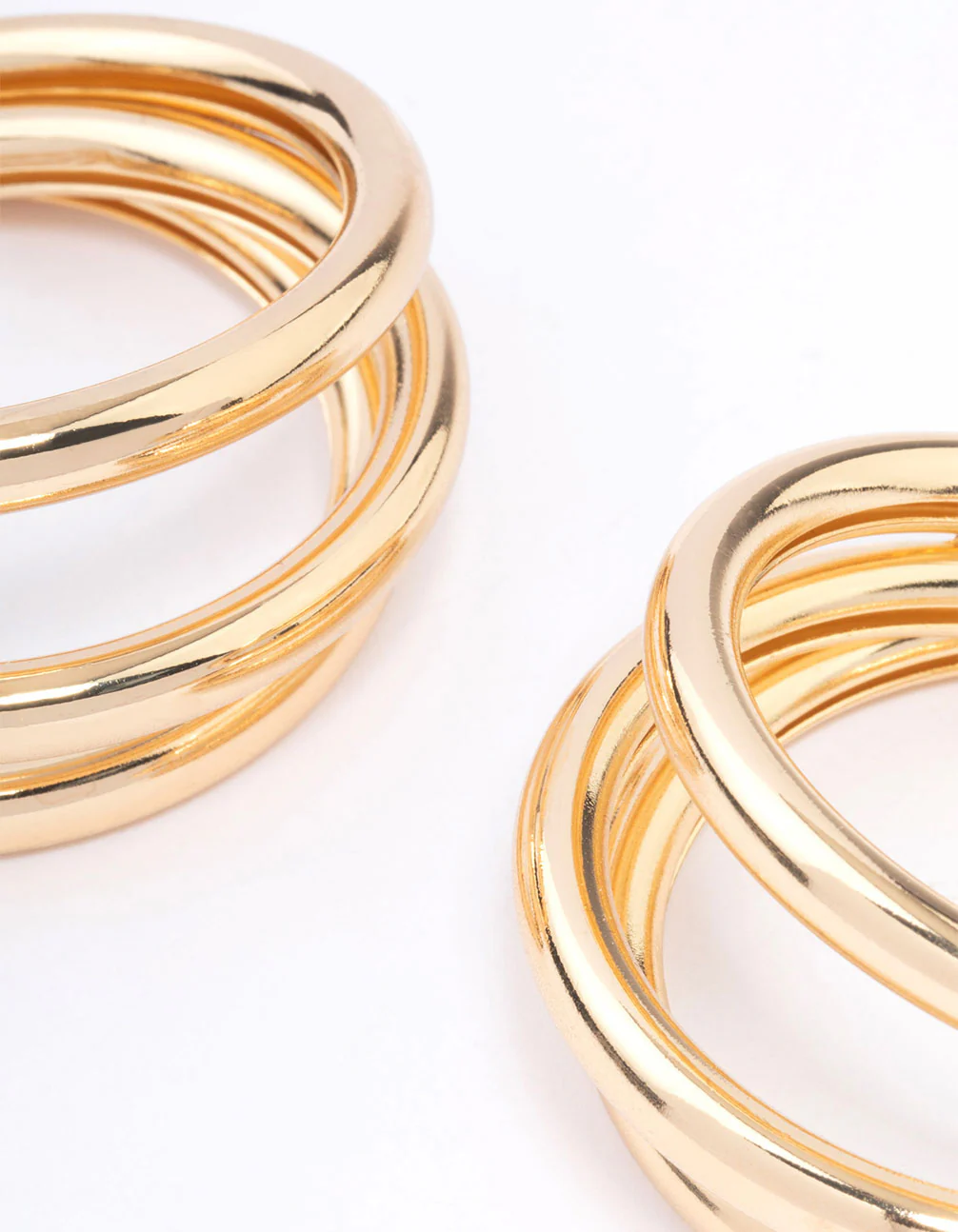 Gold Triple Row Large Hoop Earrings - Image 3