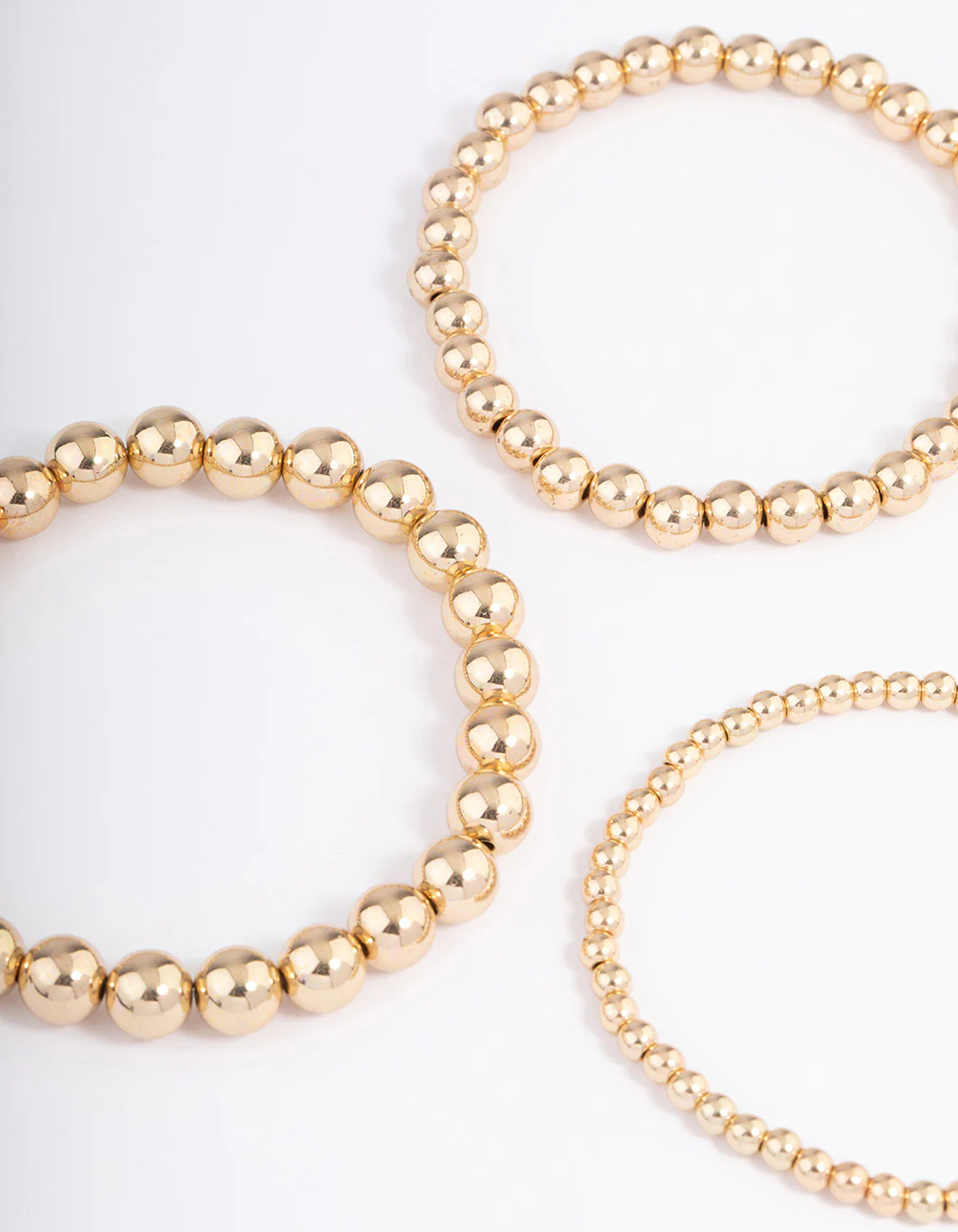 Gold Round Ball Stretch Bracelet 4-Pack - Image 2