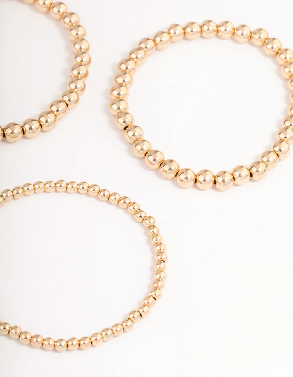 Gold Round Ball Stretch Bracelet 4-Pack - Image 3