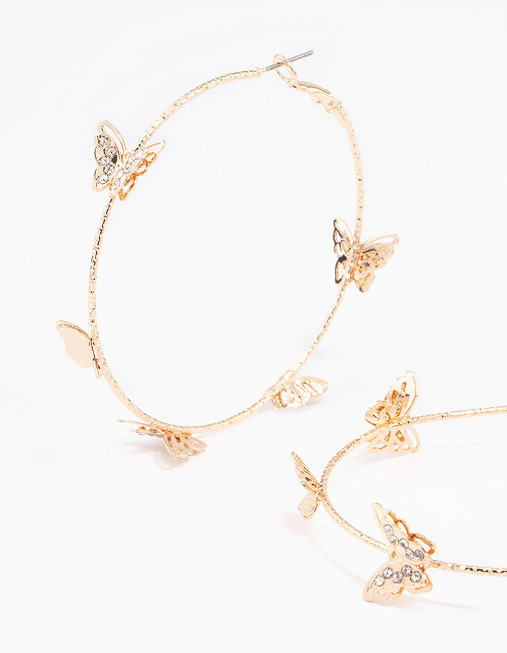 Gold Butterfly Hoop Earrings - Image 2
