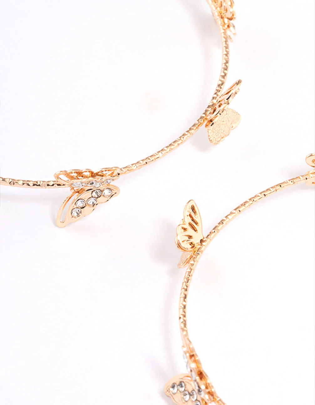 Gold Butterfly Hoop Earrings - Image 3
