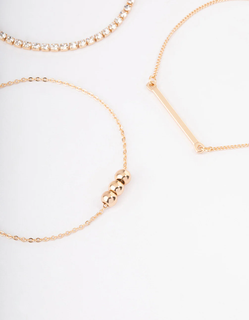 Gold Ball Diamante Chain Bracelet 4-Pack - Image 2