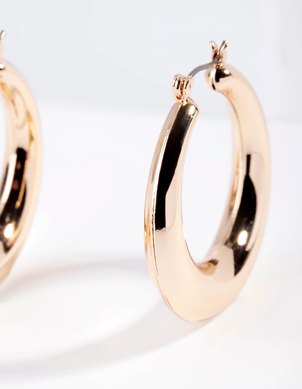 Gold Classic Smooth Hoop Earrings - Image 2