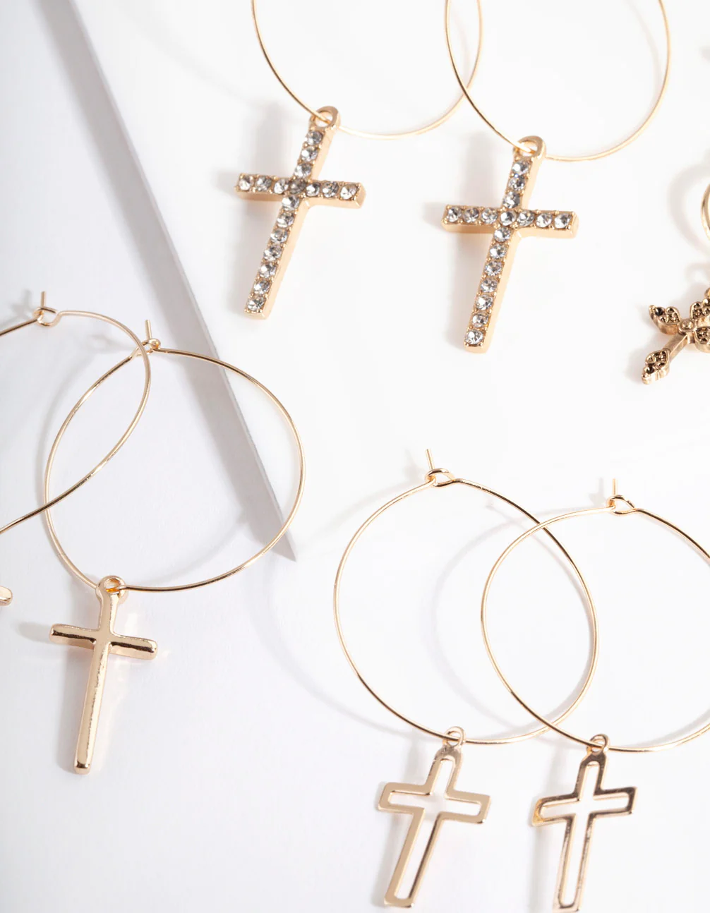 Gold Cross Hoop Earring Pack - Image 2