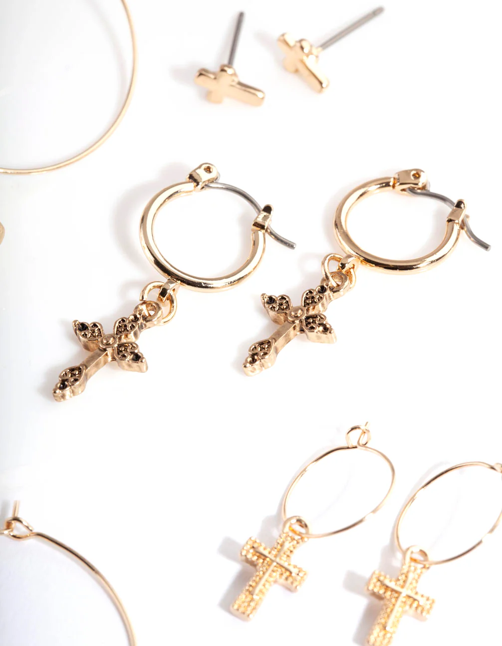 Gold Cross Hoop Earring Pack - Image 3