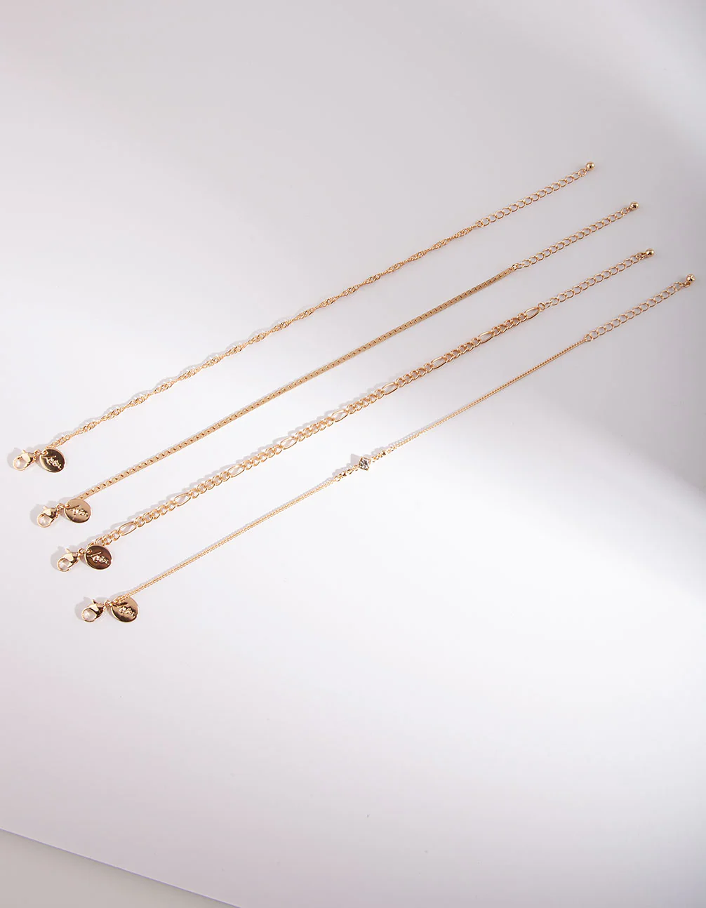 Gold Diamante Bracelet & Anklet 4-Pack Set - Image 2