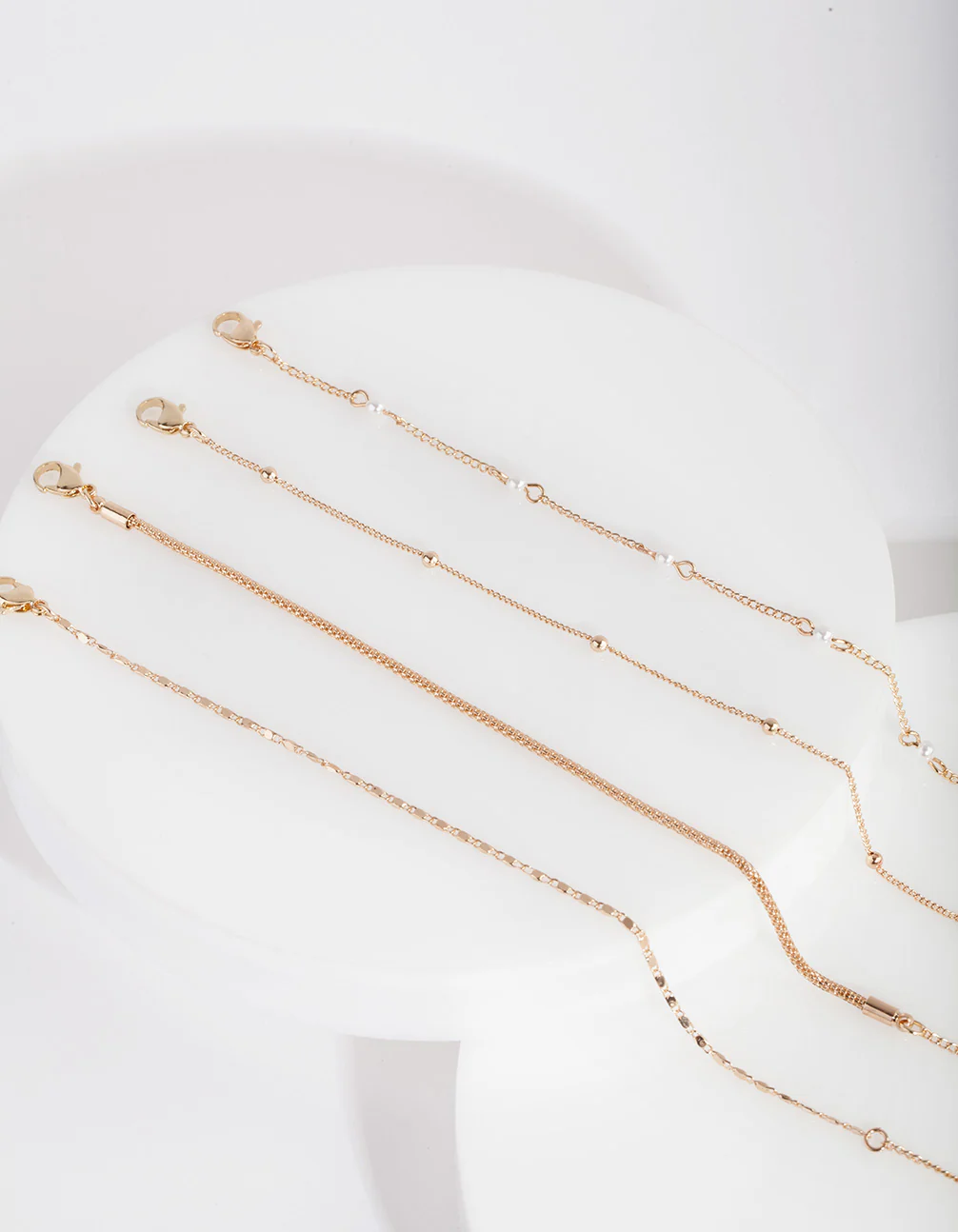Gold Chain & Pearl Bracelet Anklet 4-Pack - Image 2