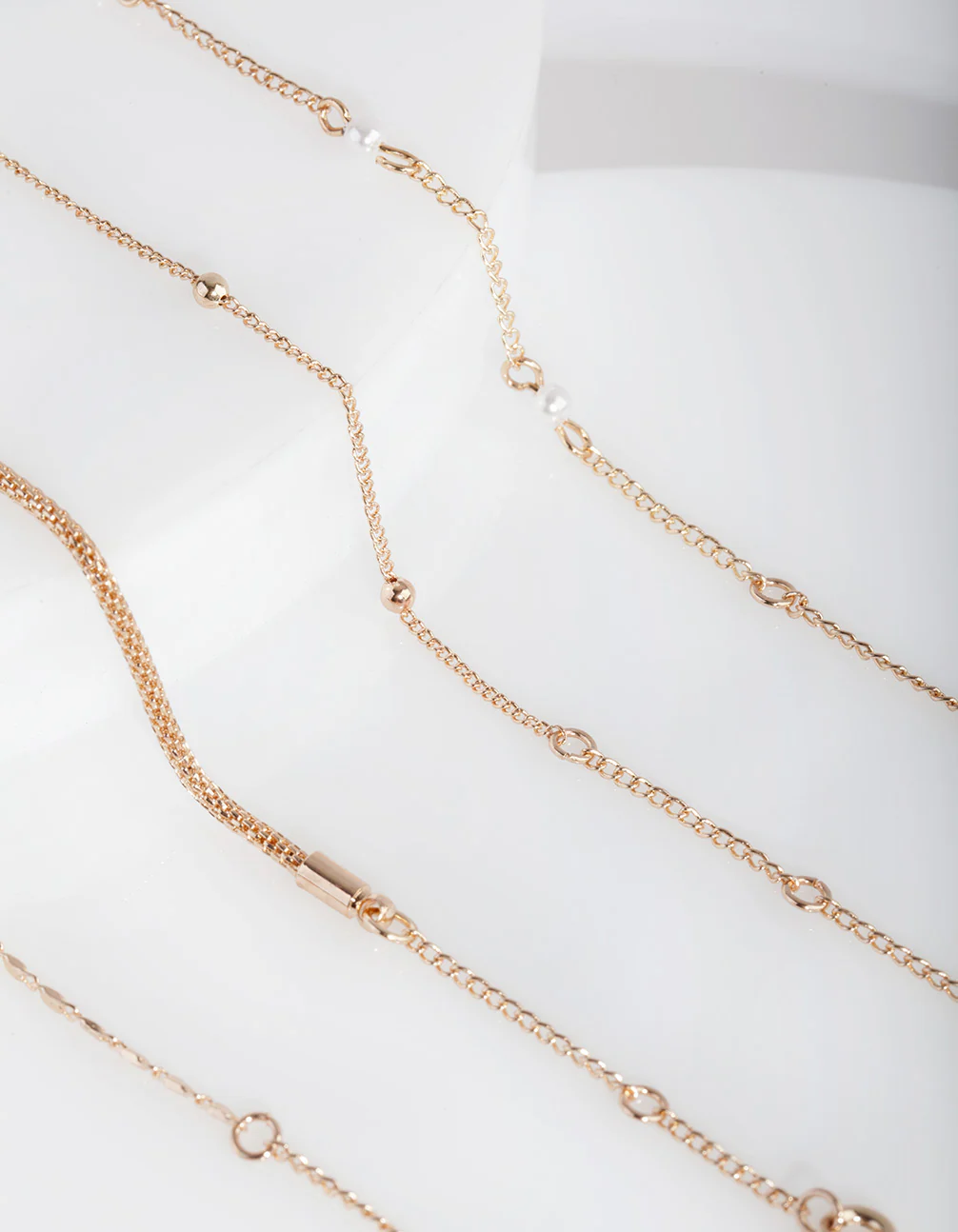 Gold Chain & Pearl Bracelet Anklet 4-Pack - Image 3
