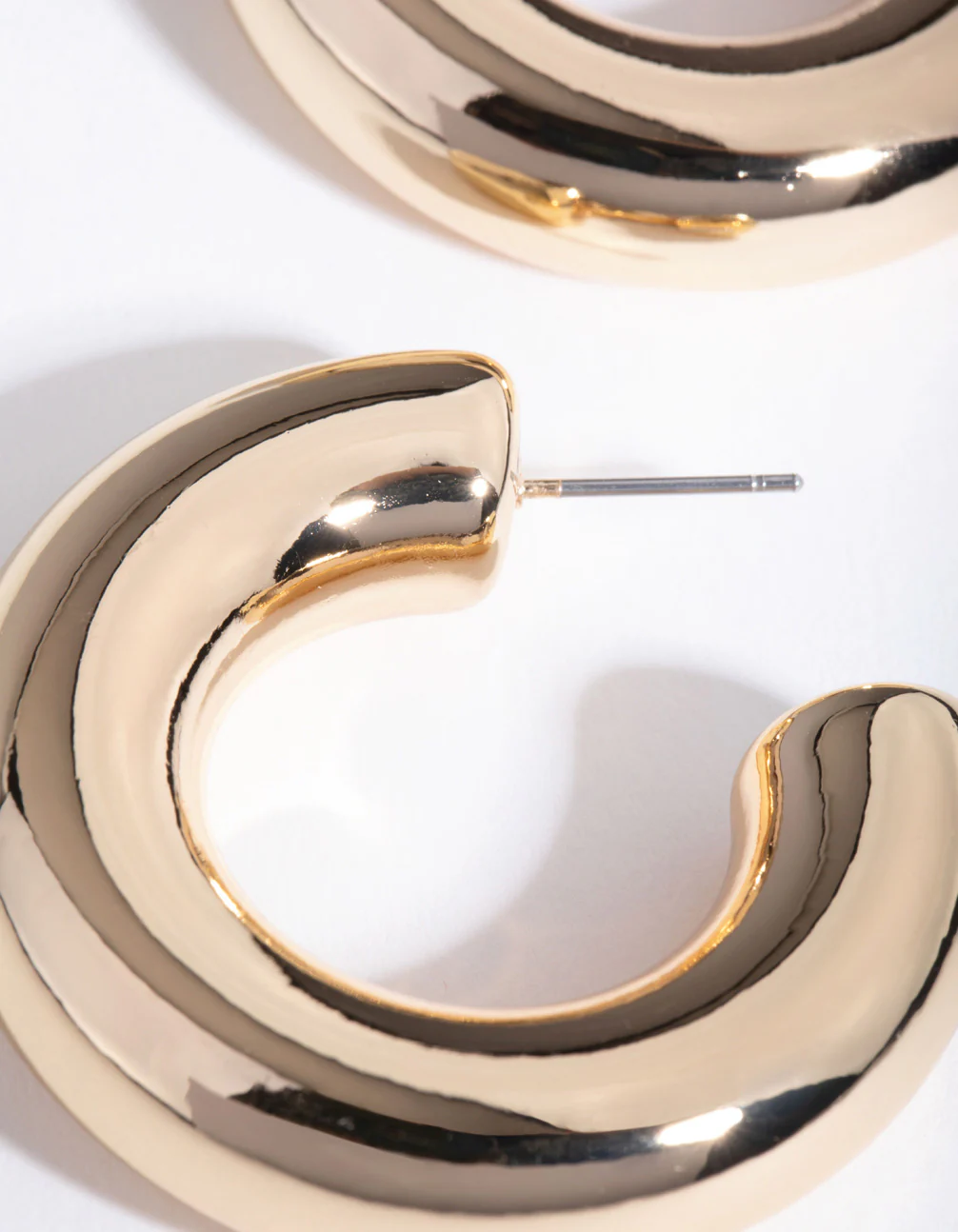 Gold Chunky C-Hoop Earrings - Image 2