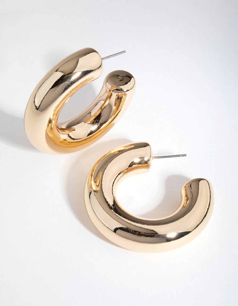 Gold Chunky C-Hoop Earrings - Image 3
