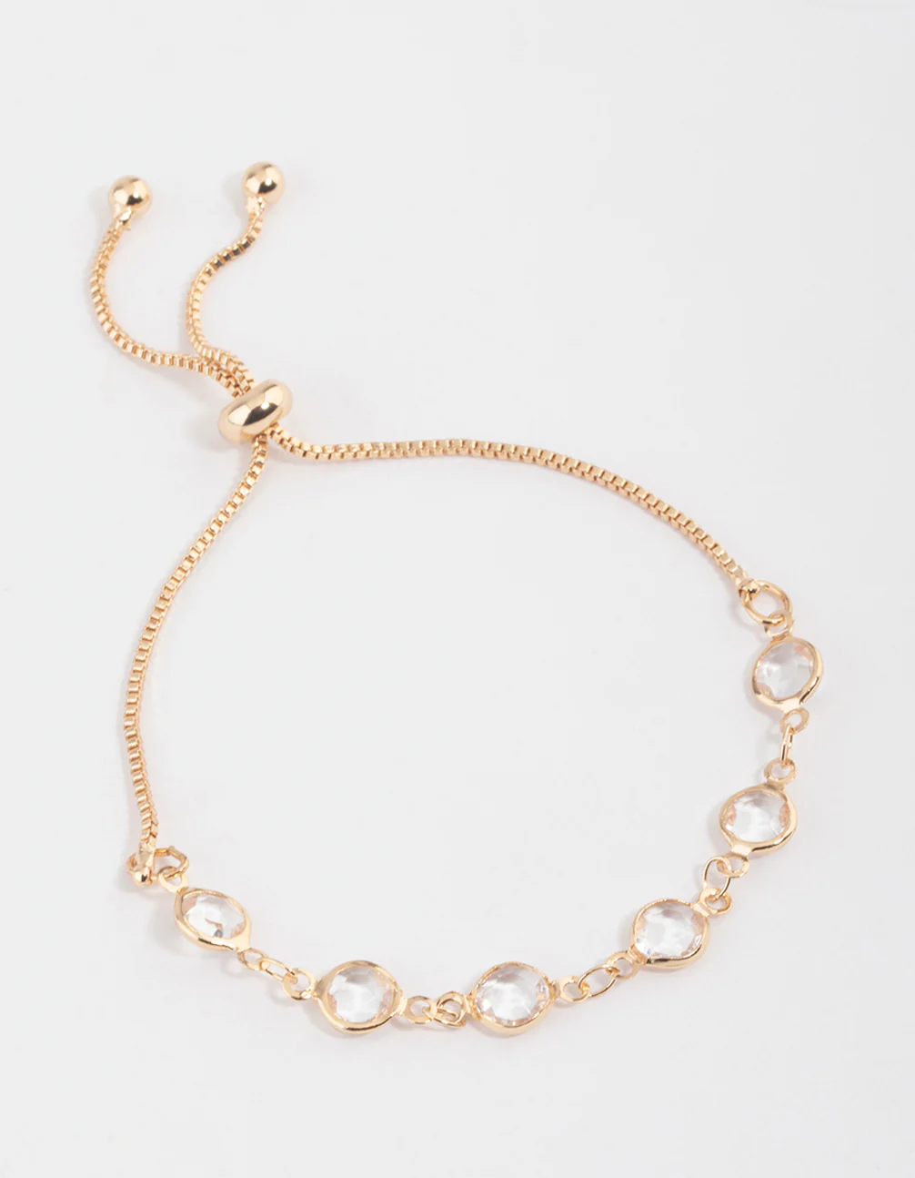 Gold Circle Glass Stone Toggle Bracelet - Image 2