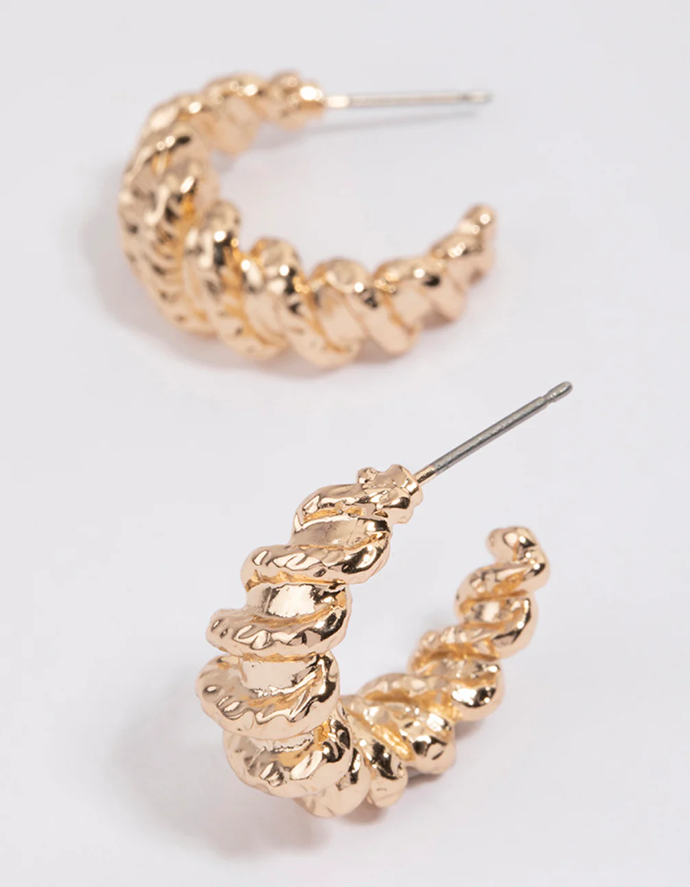 Gold Croissant Molten Hoop Earrings - Image 2