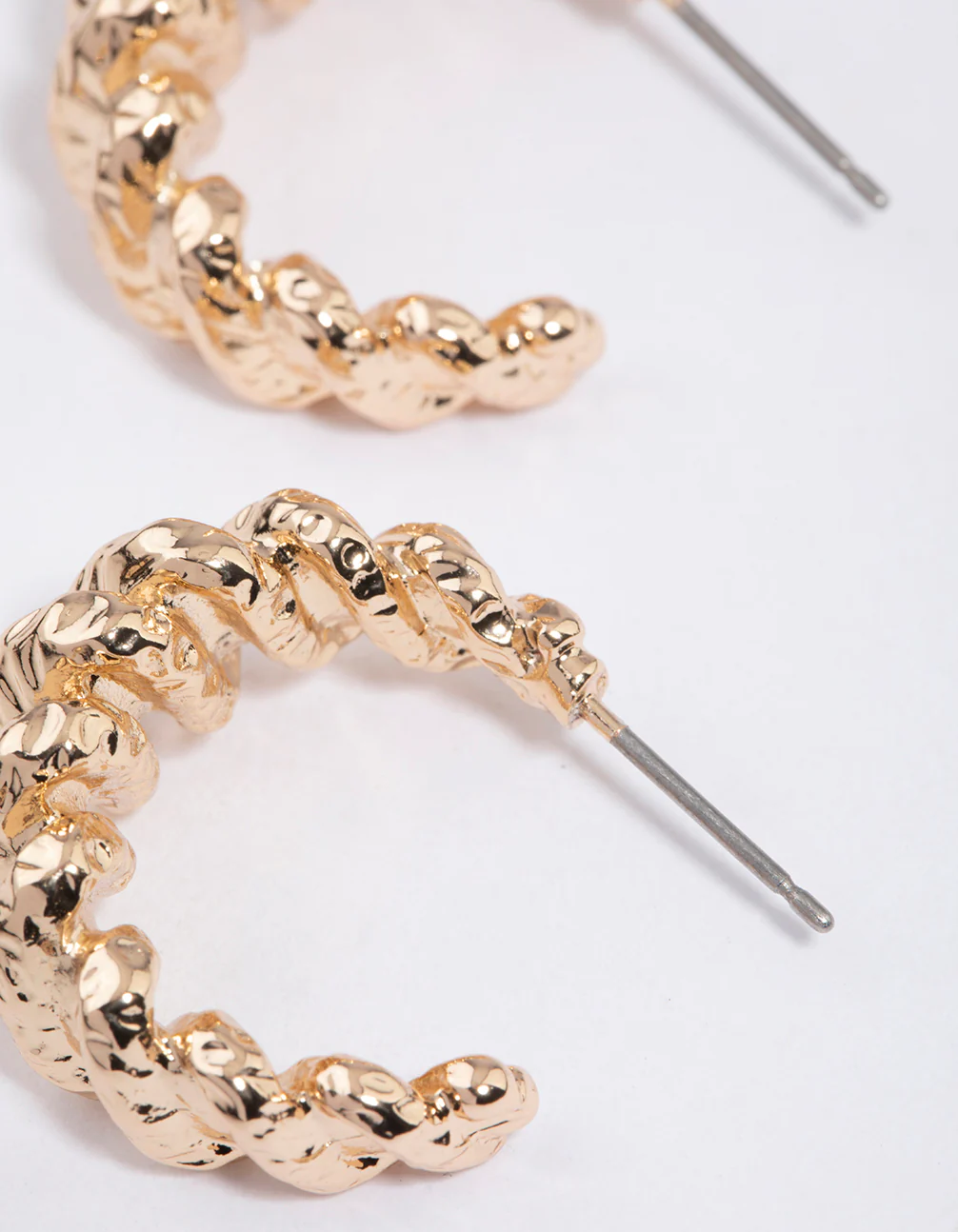 Gold Croissant Molten Hoop Earrings - Image 3