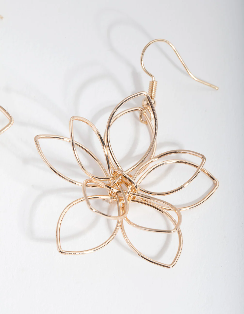 Gold Cutout Flower Drop Earrings - Image 2