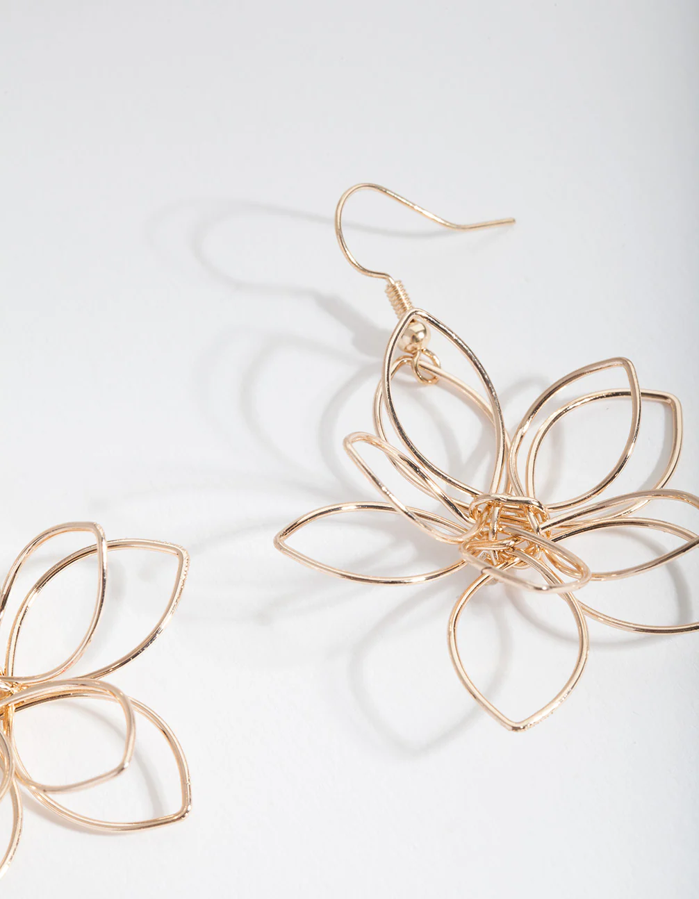 Gold Cutout Flower Drop Earrings - Image 3