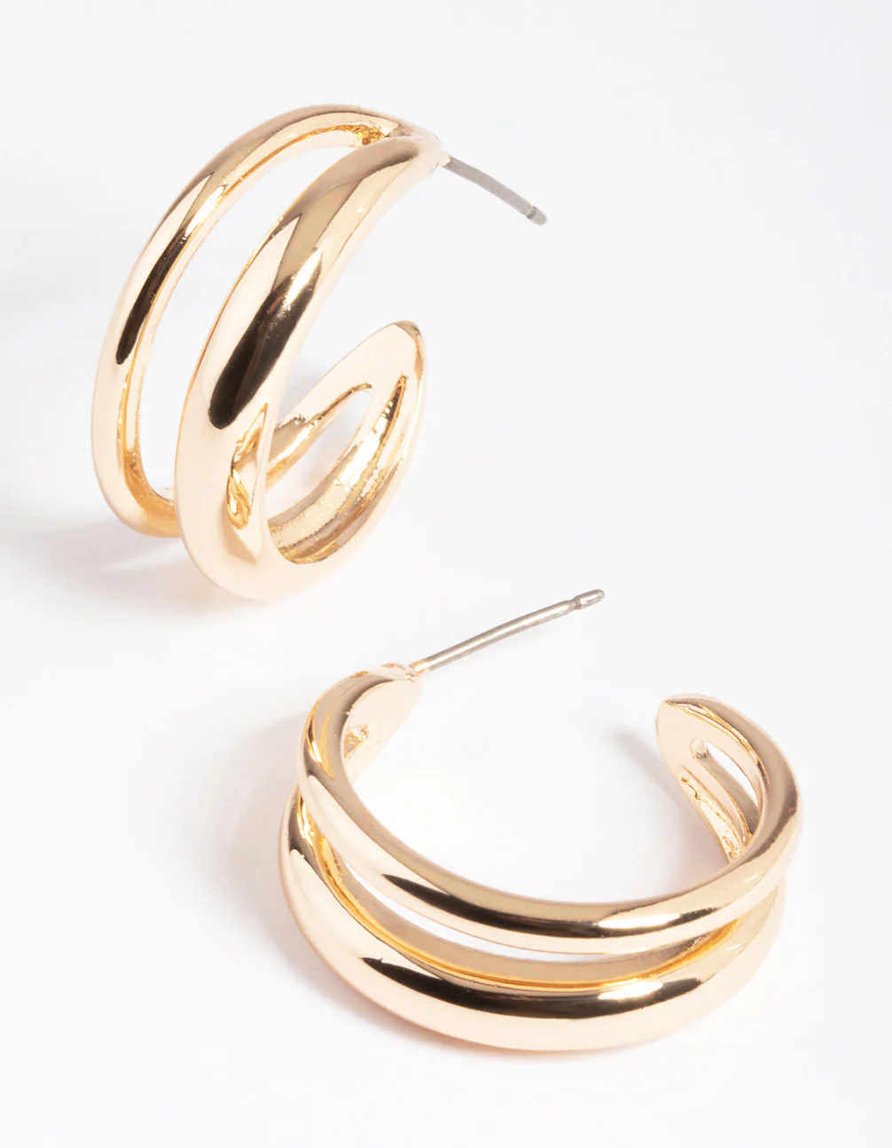 Gold Double Hoop Earrings - Image 2