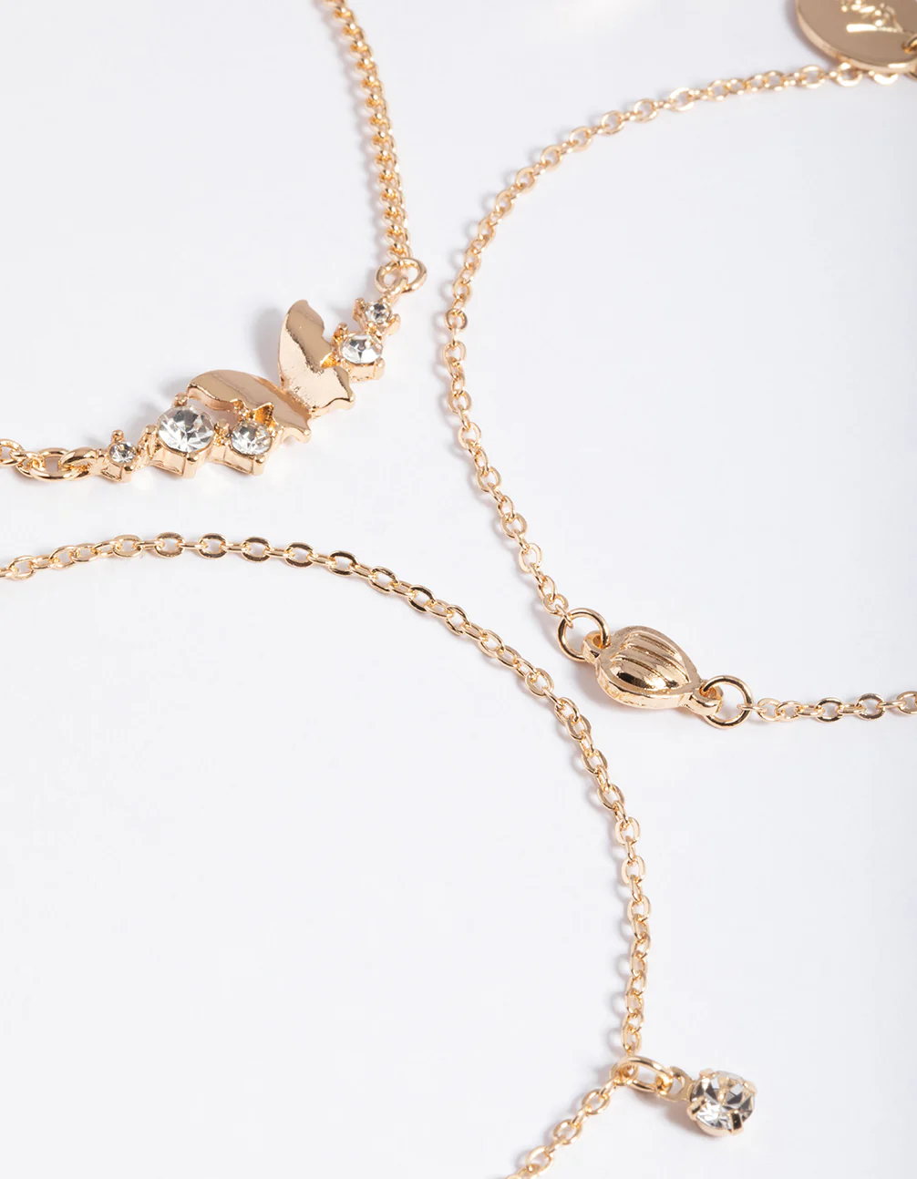 Gold Diamante Butterfly Twist Bracelet 4-Pack - Image 2