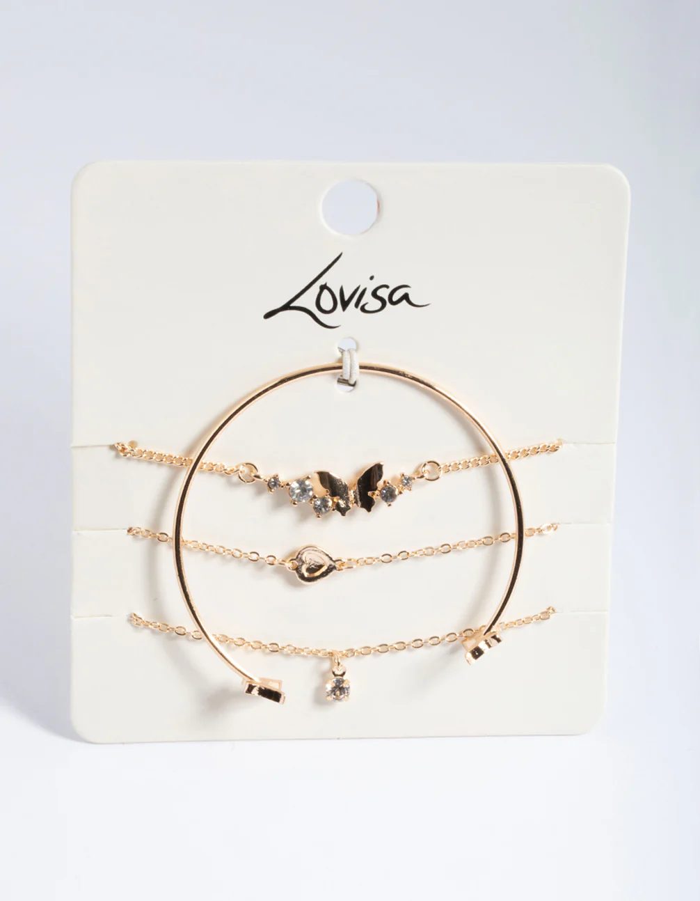 Gold Diamante Butterfly Twist Bracelet 4-Pack - Image 3