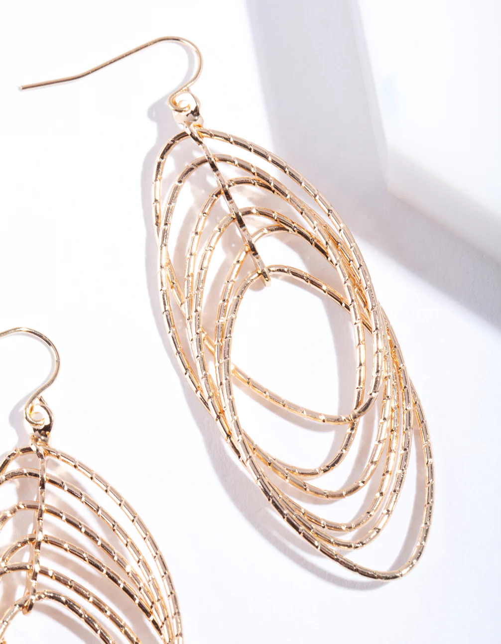 Gold Multi Layer Drop Earrings - Image 2