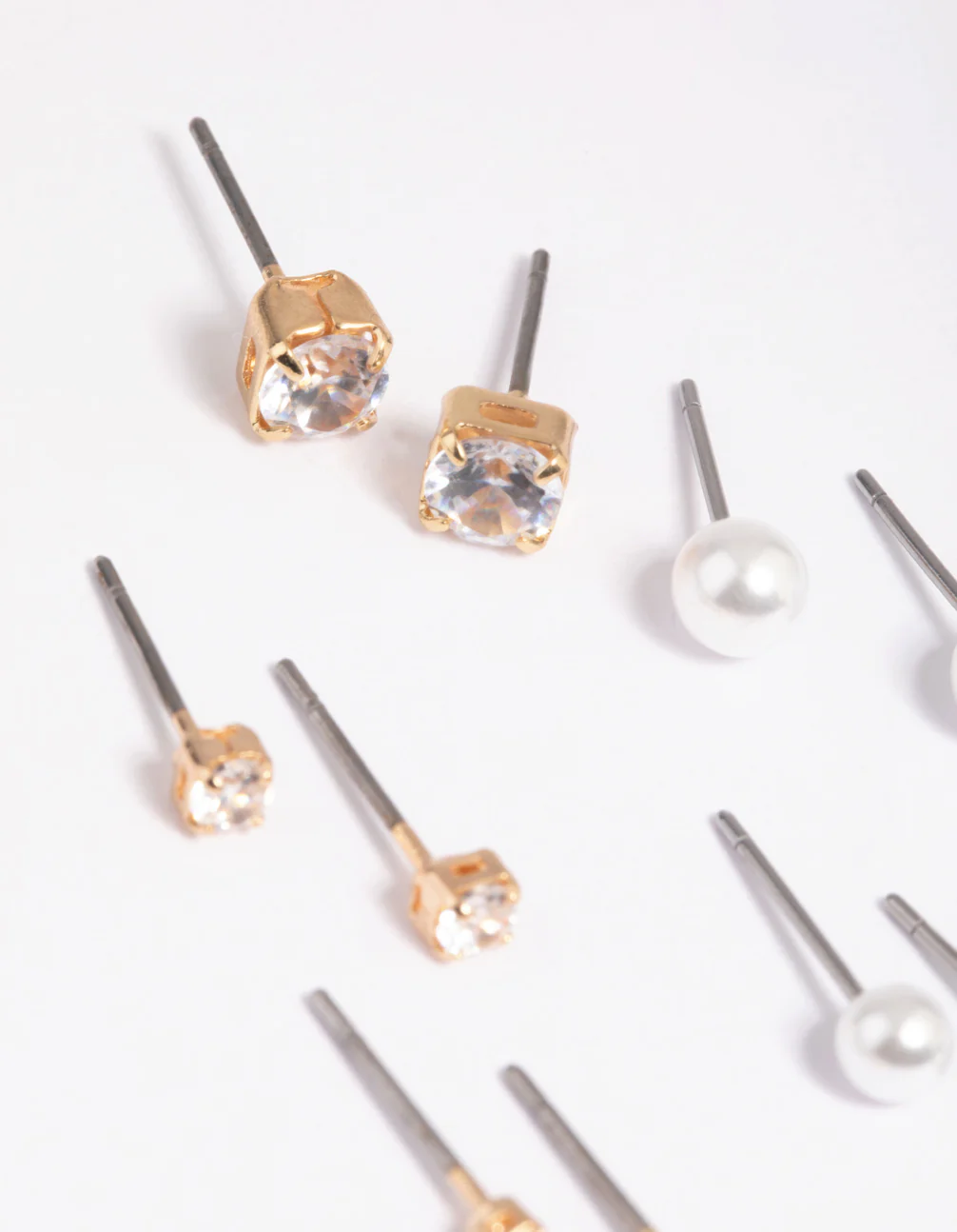 Gold Diamante Stud Earring 5-Pack - Image 3