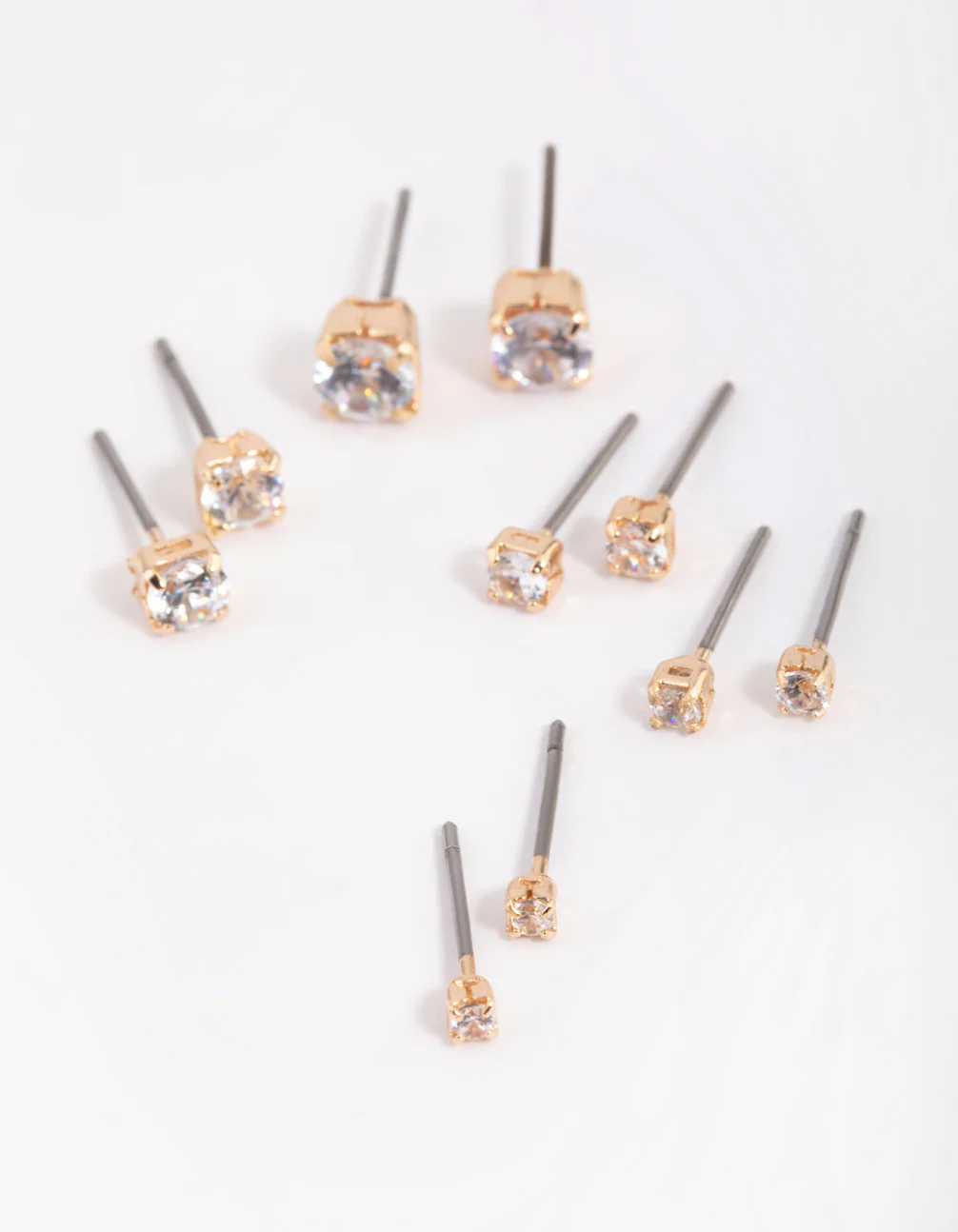 Gold Diamante Stud Earring 5-Pack - Image 2