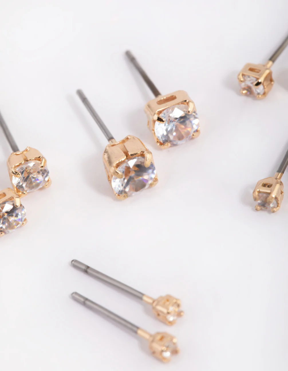 Gold Diamante Stud Earring 5-Pack - Image 3