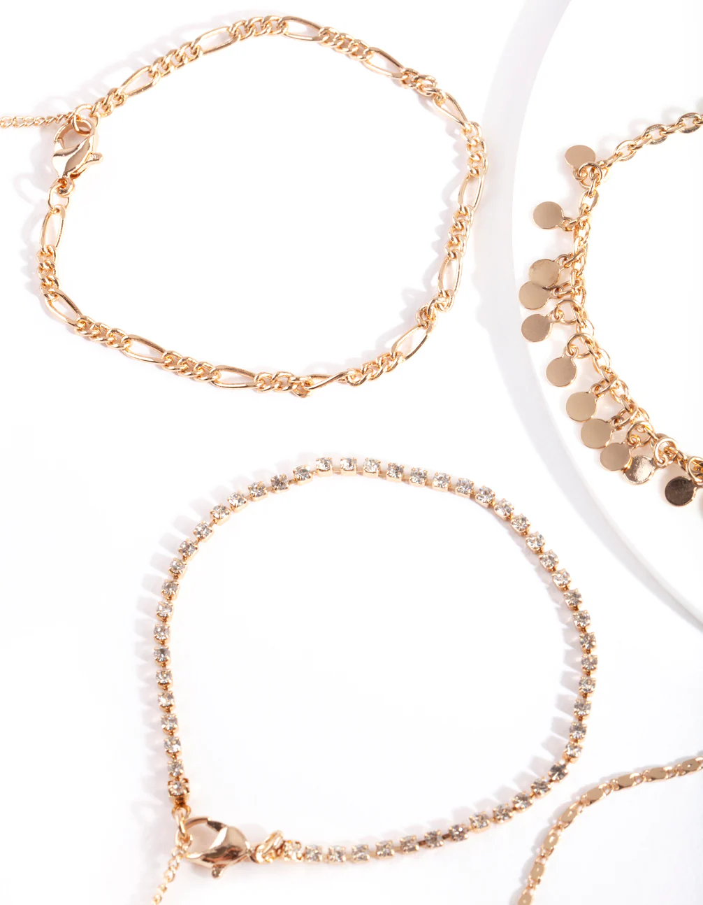 Diamante & Jingle Anklet Bracelet 4-Pack - Image 2