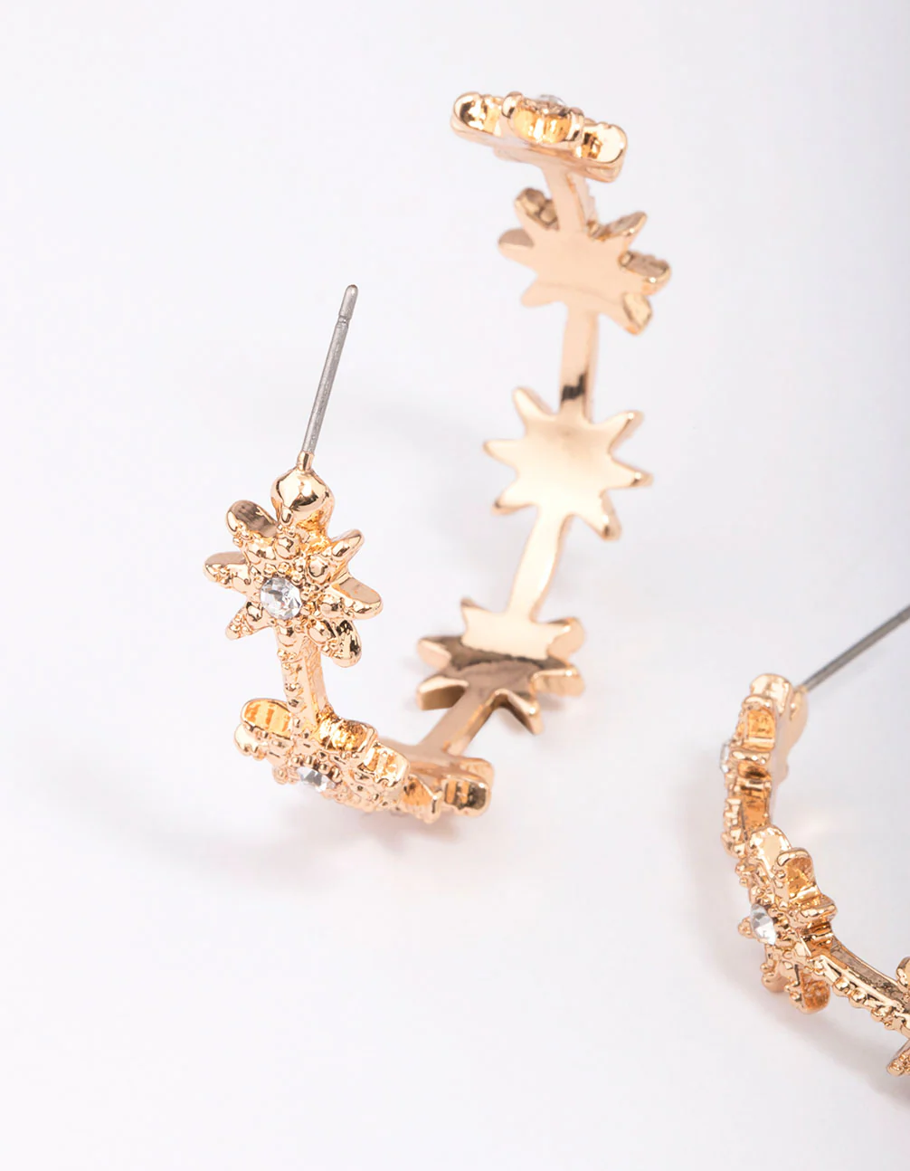 Gold Diamante Star Hoop Earrings - Image 3