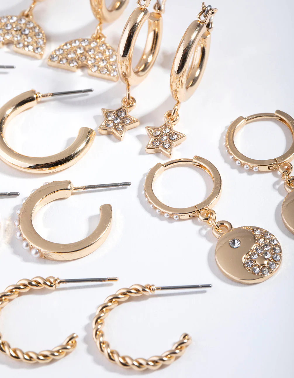 Gold Diamante Yin Yang 6-Pack Earring - Image 3