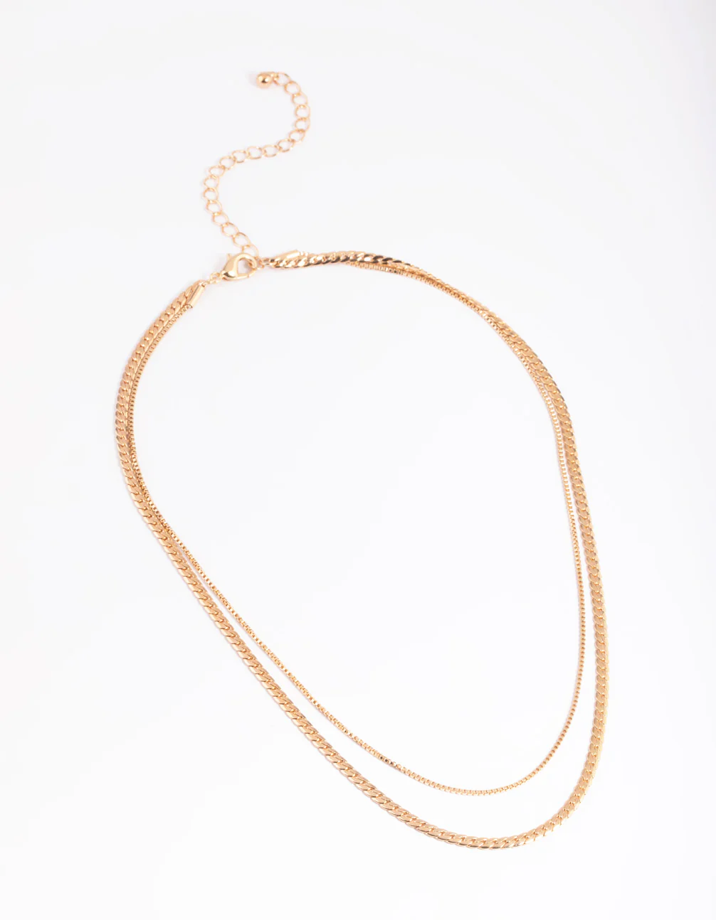 Gold Dainty 2 Row Chain Necklace - Image 2