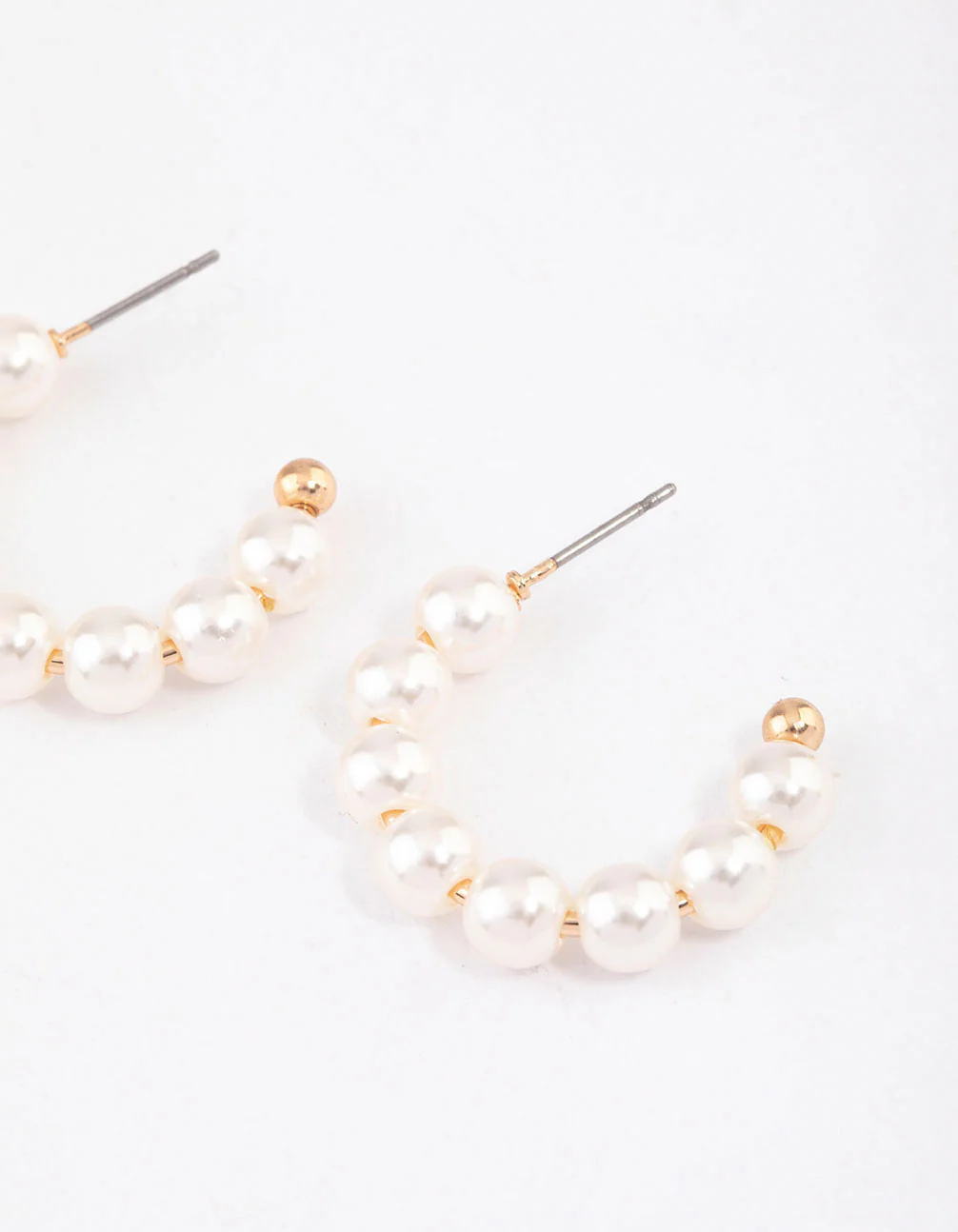 Gold Dainty Pearl Beaded Hoop Earrings - Image 2