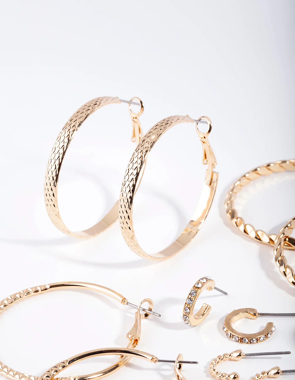 Gold Etched Twist Hoop Earring 6-Pack - Image 2