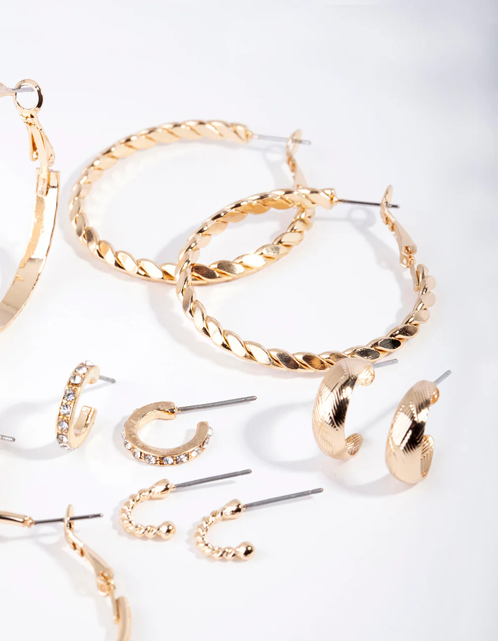 Gold Etched Twist Hoop Earring 6-Pack - Image 3