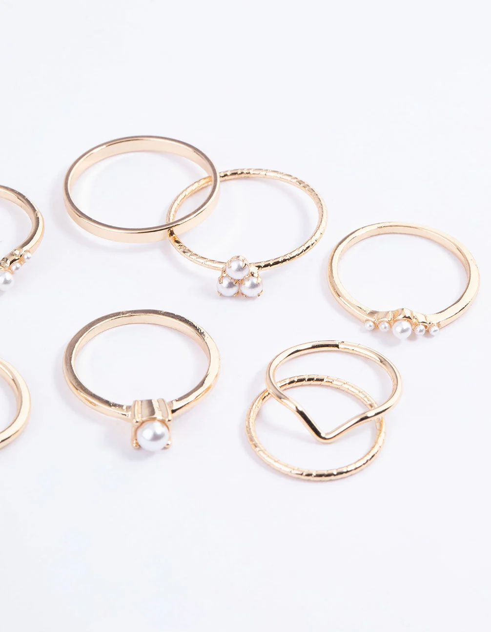 Gold Fine Faux Pearl Ring Pack - Image 3